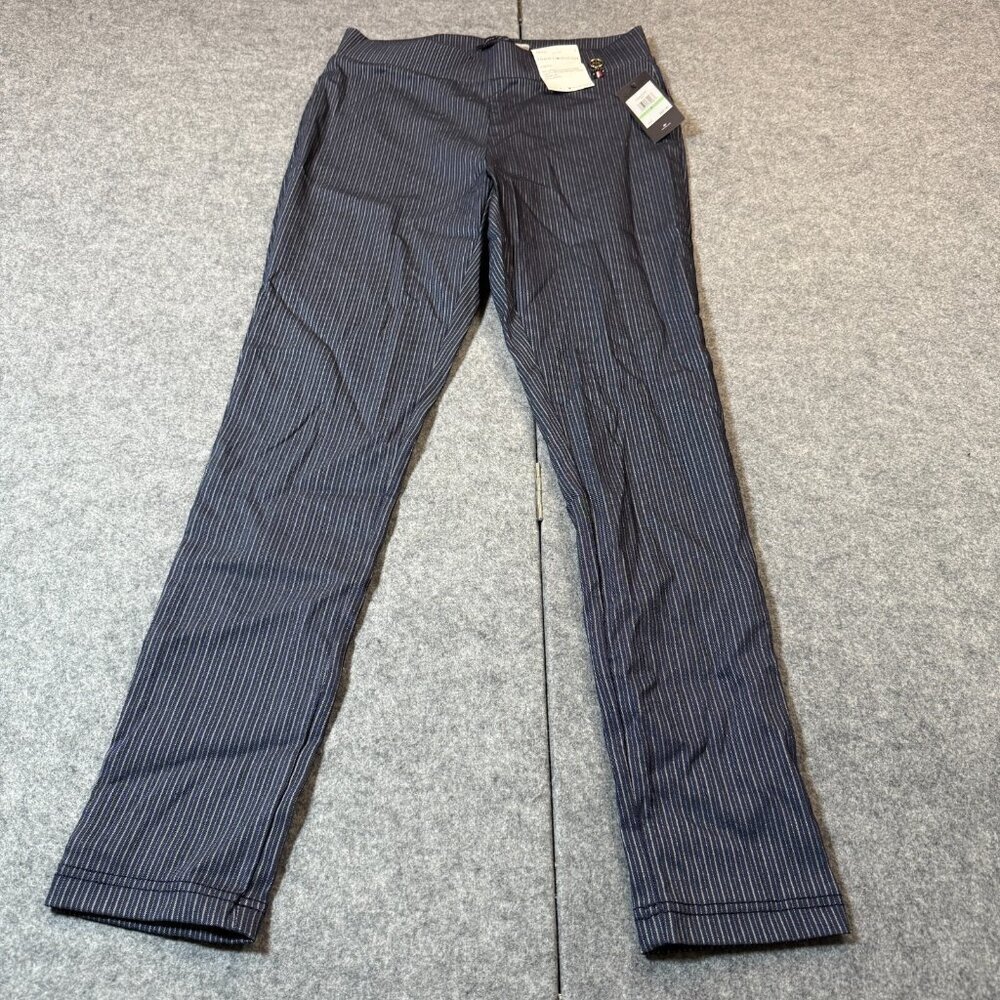 Tommy Hilfiger Pants Womens 8 Navy Striped Stretch Ankle Slim Fit Tapered Leg